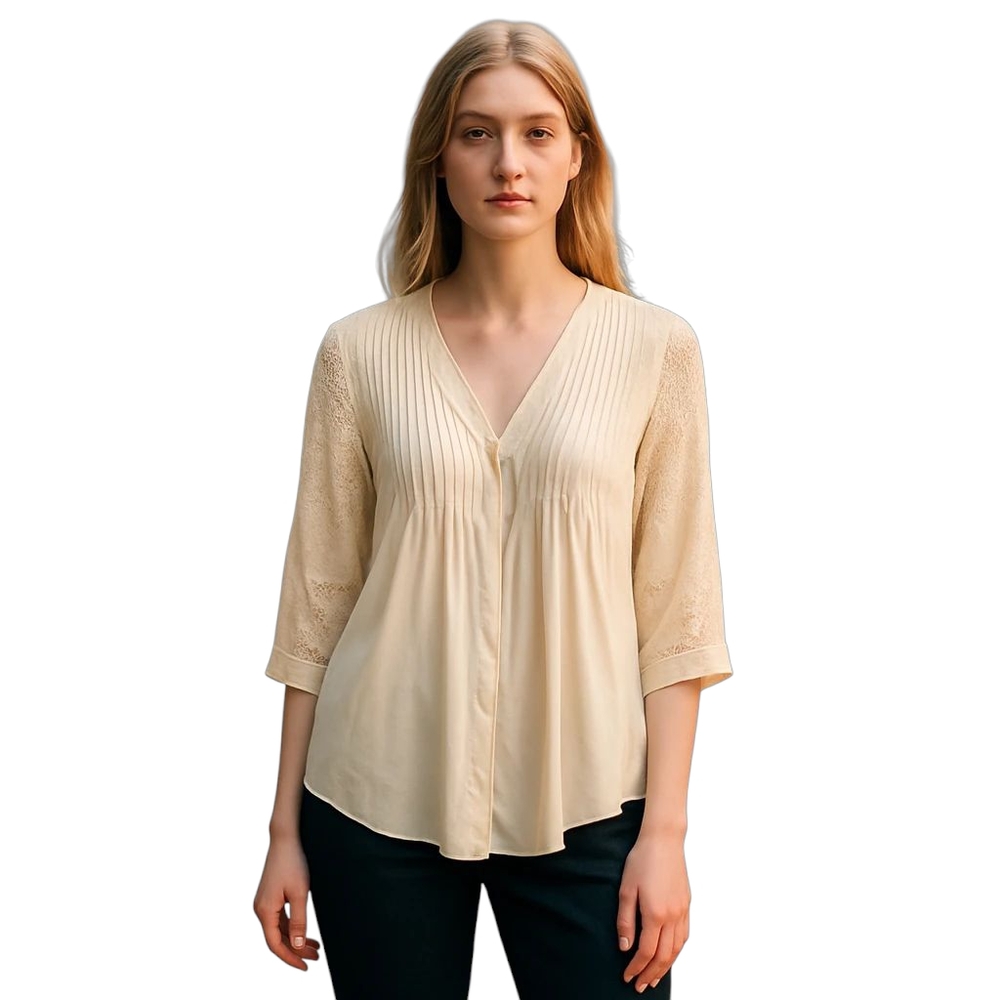 Love Stitch Lace Cover Up Women M Peach Single Button Round Hem Lace Sle…